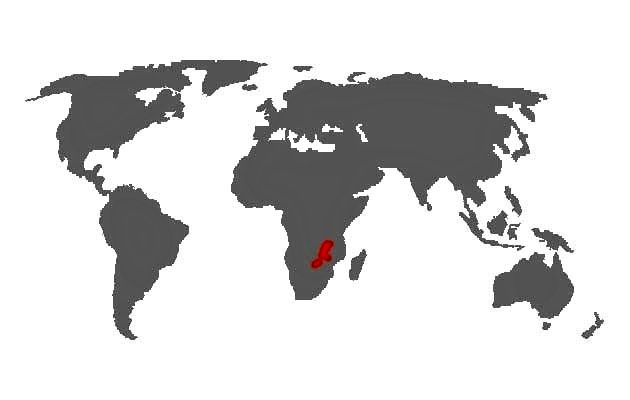 Agapornis lilianae - mapa vyskytu